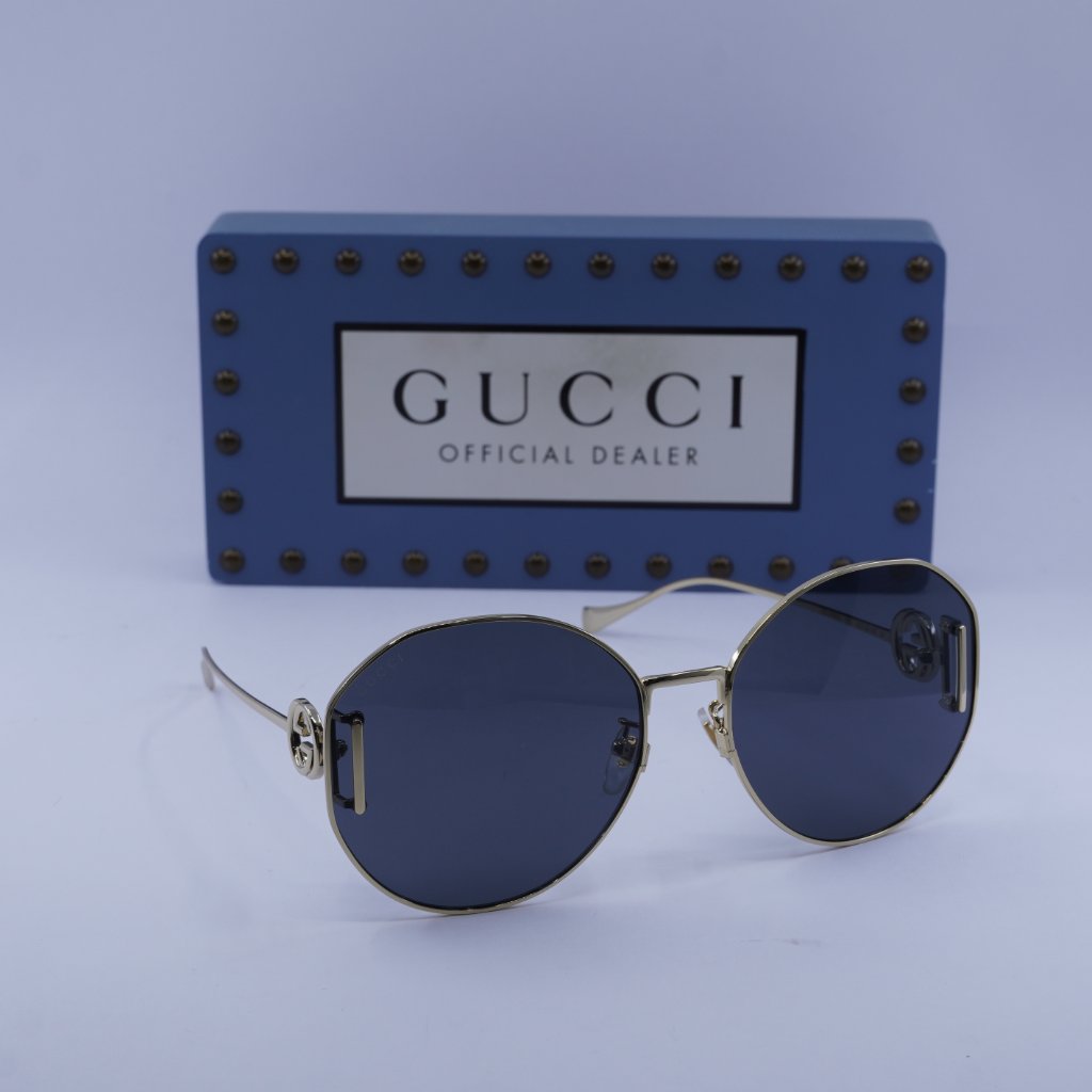 Gucci Gg1206sa 002 Round Sunglasses - Gold/Grey